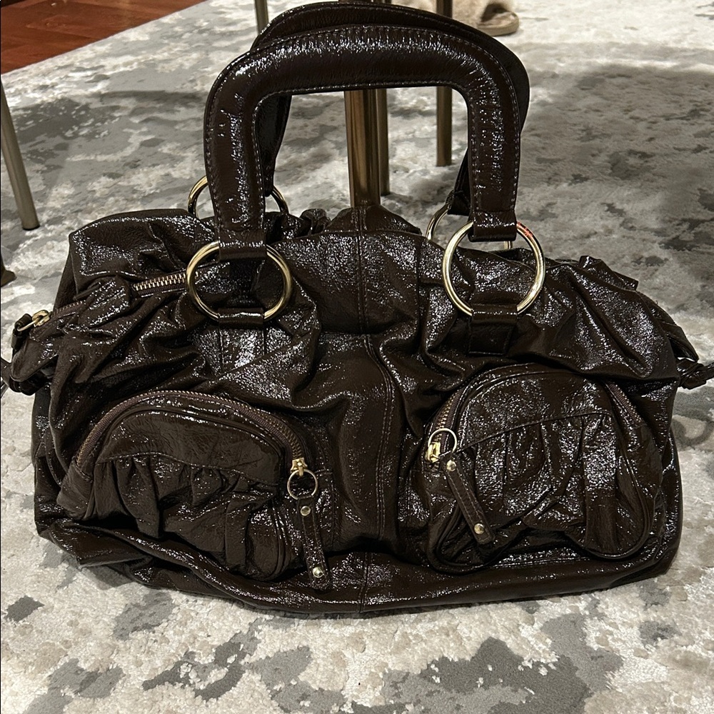 BULGA Glossy Chocolate Satchel